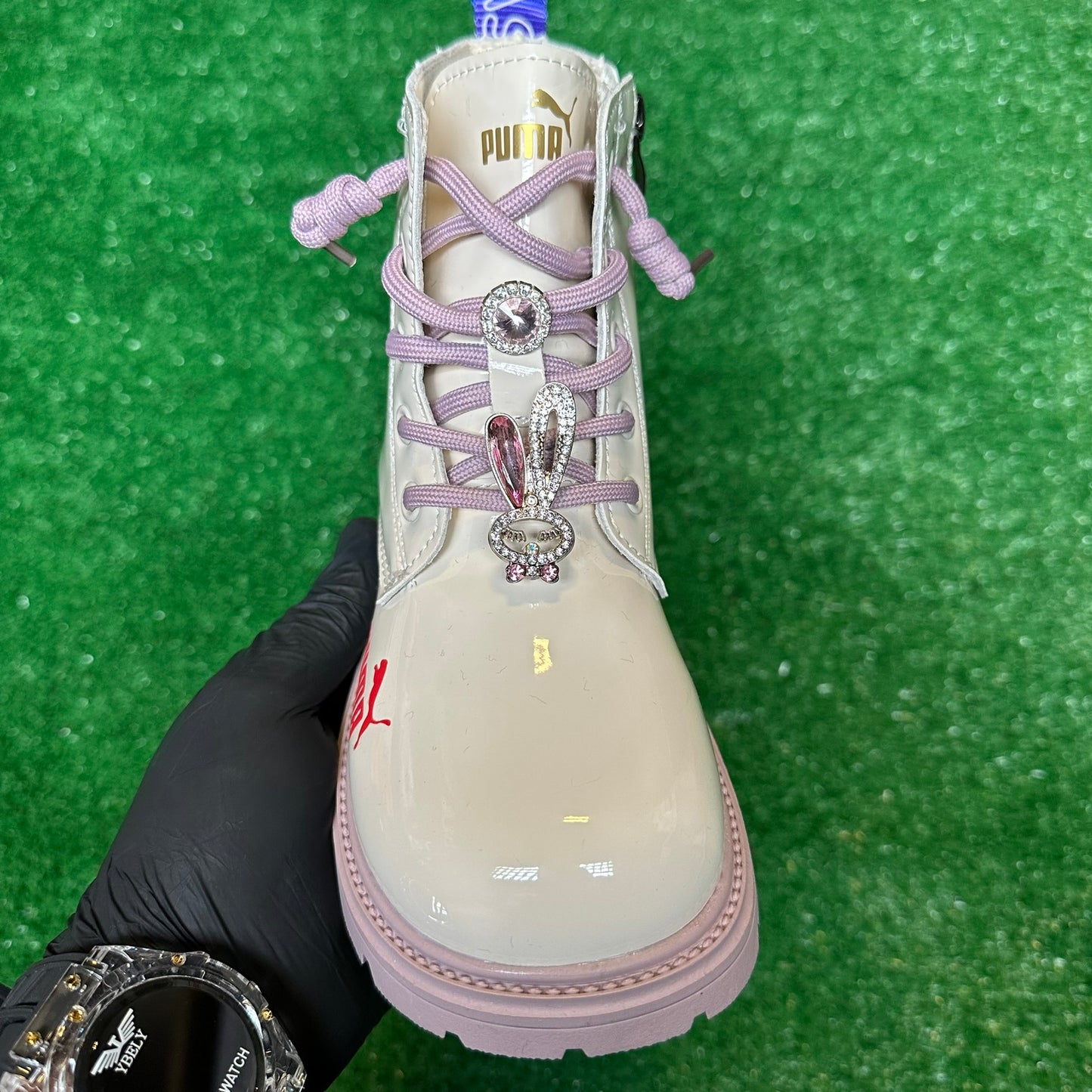 GHETE COPII IMBLANITE CREM-LILA COD 591