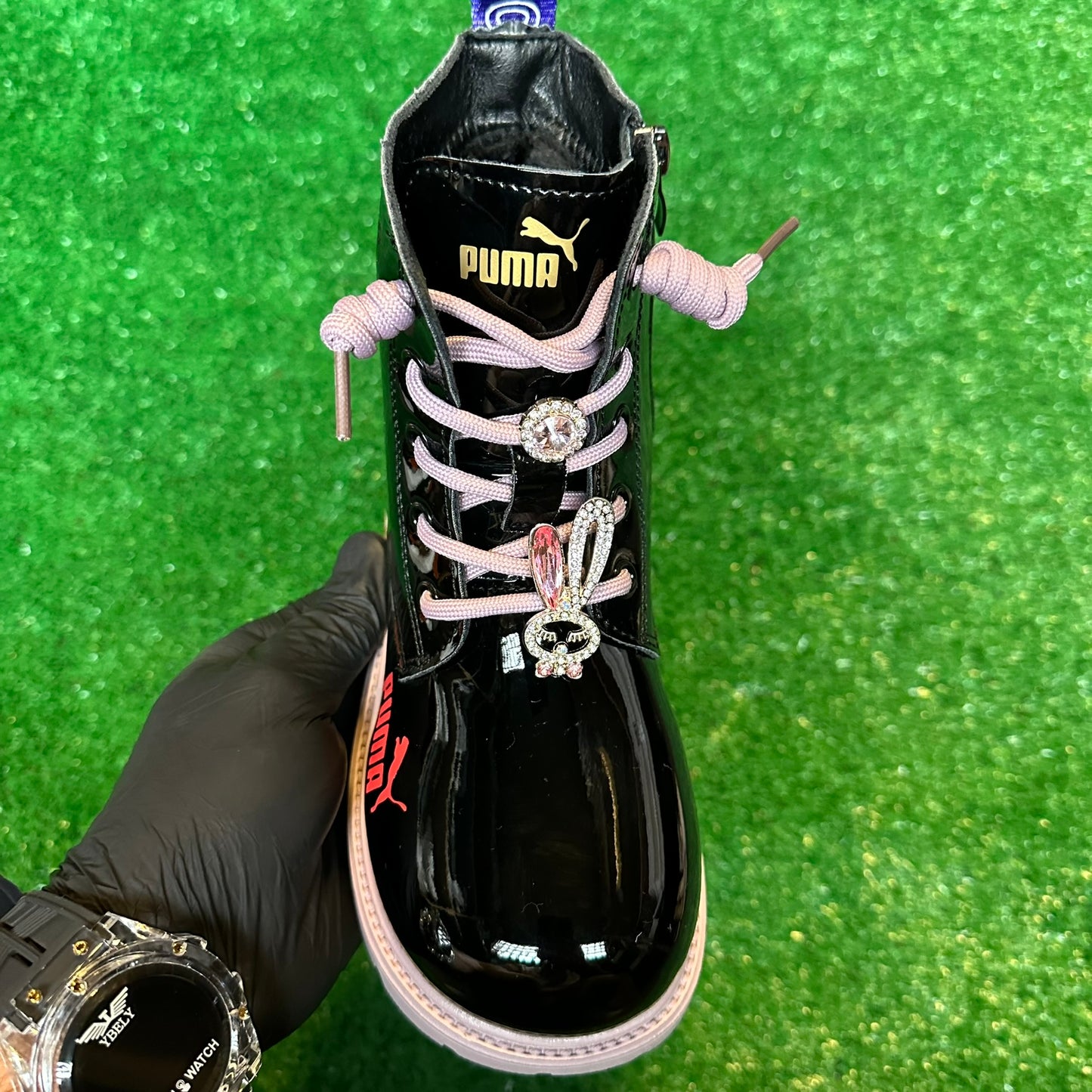 GHETE COPII IMBLANITE NEGRU-LILA COD 592